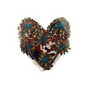 Floral Heart With Animal Print Iron On Decal Sticker 3”x3”